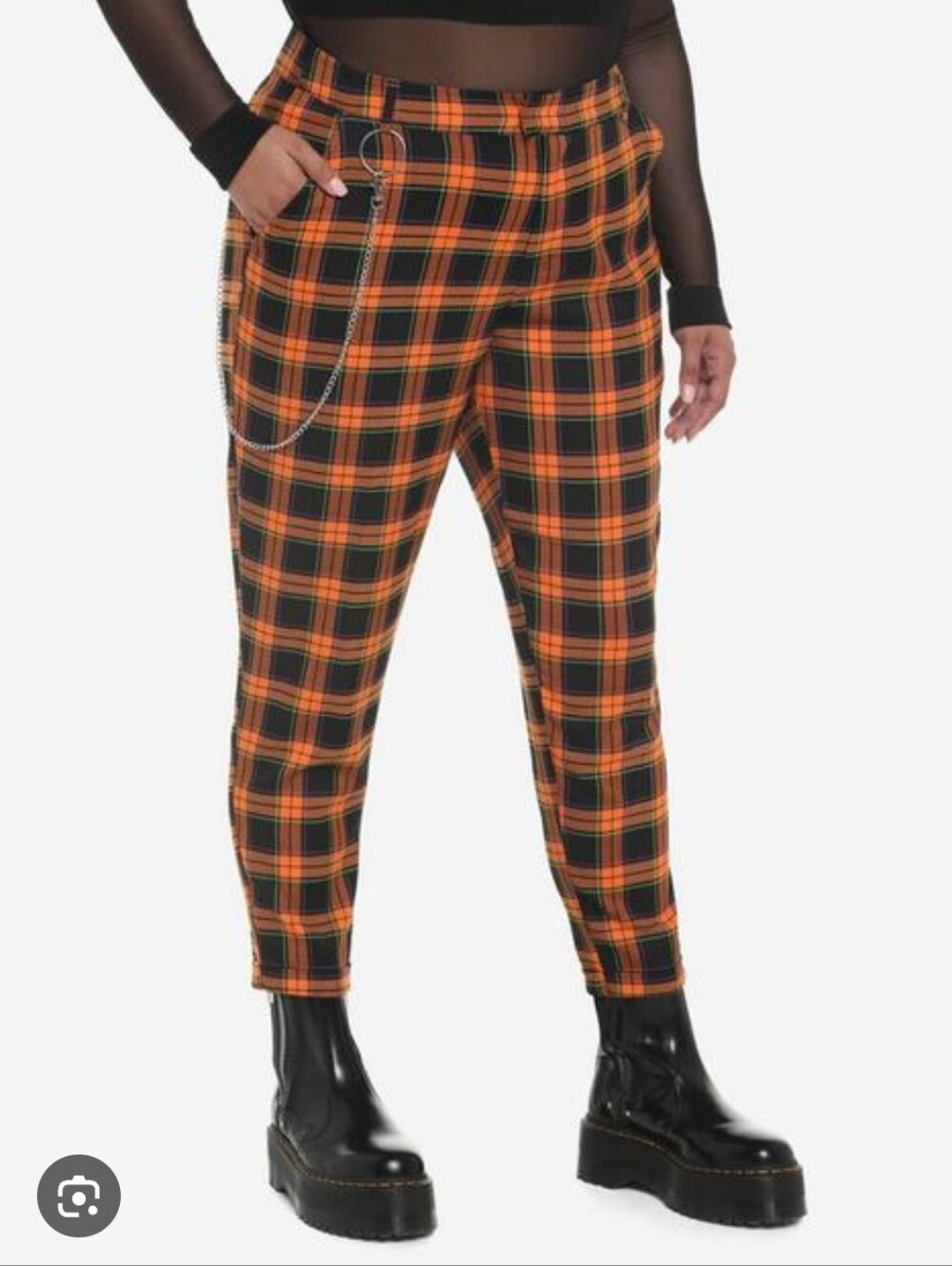 NWT Hot Topic Orange Plaid Side Chain Pants Women's Plus Size 4X Punk